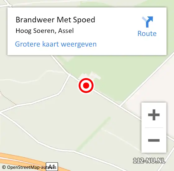 Locatie op kaart van de 112 melding: Brandweer Met Spoed Naar Hoog Soeren, Assel op 30 december 2015 16:58