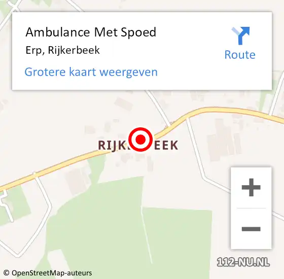Locatie op kaart van de 112 melding: Ambulance Met Spoed Naar Erp, Rijkerbeek op 30 december 2015 17:32