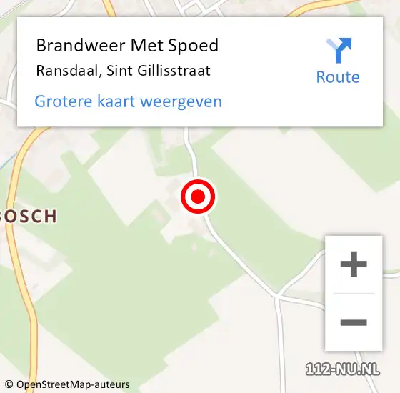 Locatie op kaart van de 112 melding: Brandweer Met Spoed Naar Ransdaal, Sint Gillisstraat op 31 december 2015 16:42