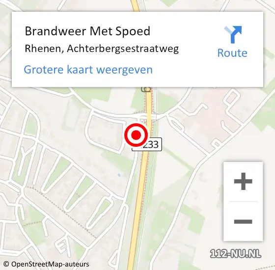 Locatie op kaart van de 112 melding: Brandweer Met Spoed Naar Rhenen, Achterbergsestraatweg op 31 december 2015 18:38