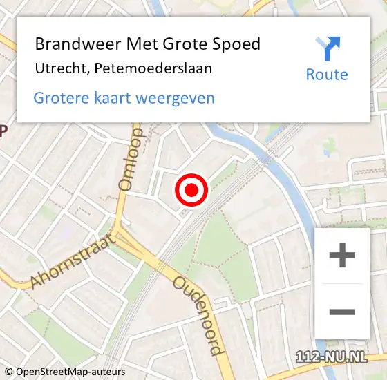 Locatie op kaart van de 112 melding: Brandweer Met Grote Spoed Naar Utrecht, Petemoederslaan op 31 december 2015 20:32