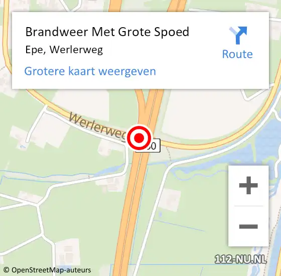 Locatie op kaart van de 112 melding: Brandweer Met Grote Spoed Naar Epe, Werlerweg op 31 december 2015 21:48