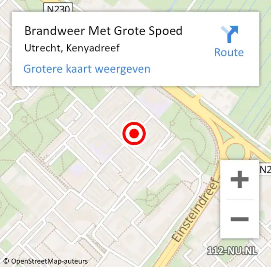 Locatie op kaart van de 112 melding: Brandweer Met Grote Spoed Naar Utrecht, Kenyadreef op 31 december 2015 21:56