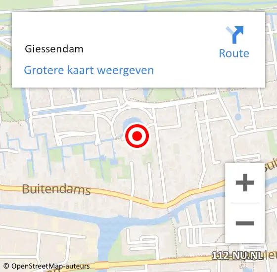 Locatie op kaart van de 112 melding:  Giessendam op 1 januari 2016 00:08
