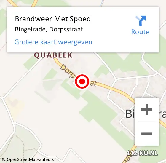 Locatie op kaart van de 112 melding: Brandweer Met Spoed Naar Bingelrade, Dorpsstraat op 1 januari 2016 00:48