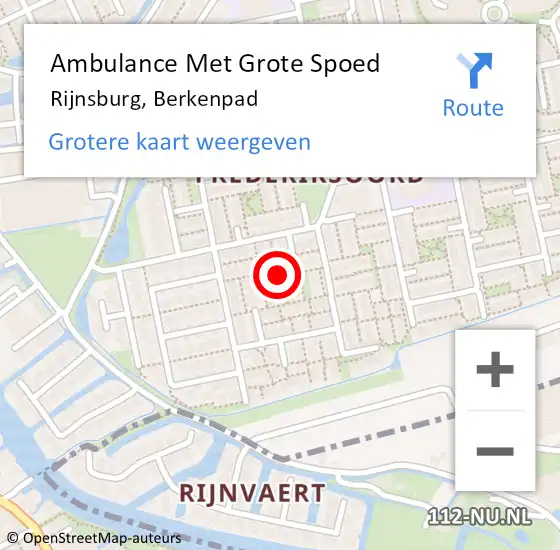 Locatie op kaart van de 112 melding: Ambulance Met Grote Spoed Naar Rijnsburg, Berkenpad op 3 januari 2016 02:00