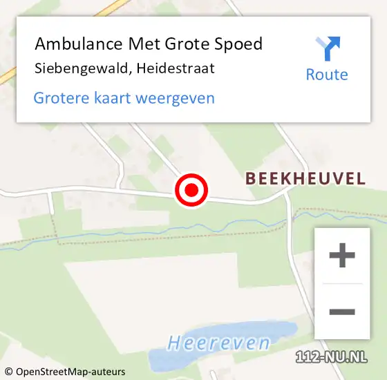 Locatie op kaart van de 112 melding: Ambulance Met Grote Spoed Naar Siebengewald, Heidestraat op 3 januari 2016 08:46