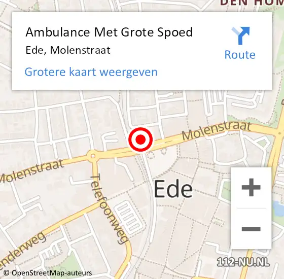 Locatie op kaart van de 112 melding: Ambulance Met Grote Spoed Naar Ede, Molenstraat op 4 januari 2016 11:29