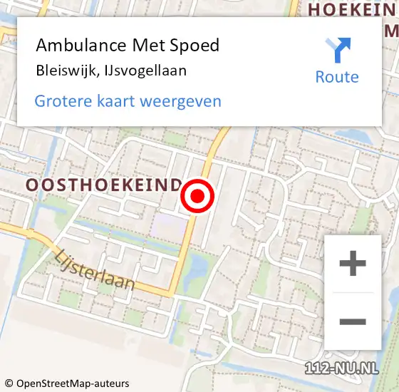 Locatie op kaart van de 112 melding: Ambulance Met Spoed Naar Bleiswijk, IJsvogellaan op 4 januari 2016 16:28