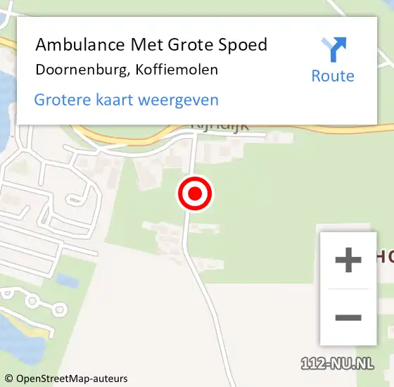 Locatie op kaart van de 112 melding: Ambulance Met Grote Spoed Naar Doornenburg, Koffiemolen op 5 januari 2016 00:26