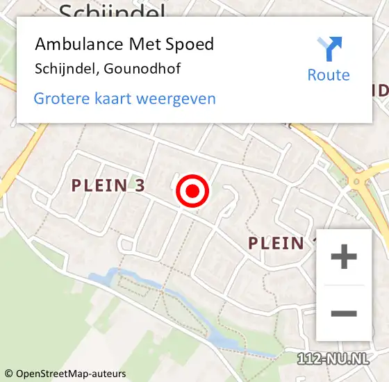 Locatie op kaart van de 112 melding: Ambulance Met Spoed Naar Schijndel, Gounodhof op 5 januari 2016 01:23