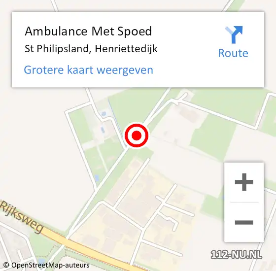 Locatie op kaart van de 112 melding: Ambulance Met Spoed Naar Sint Philipsland, Henriettedijk op 5 januari 2016 05:52
