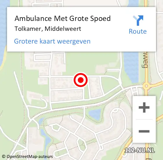 Locatie op kaart van de 112 melding: Ambulance Met Grote Spoed Naar Tolkamer, Middelweert op 5 januari 2016 21:37