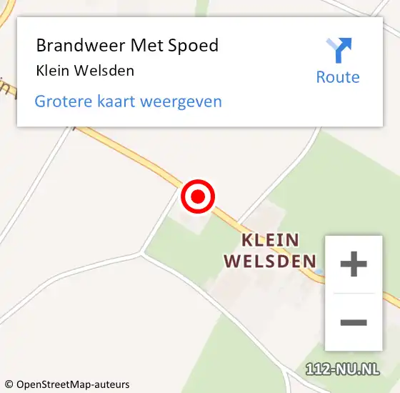 Locatie op kaart van de 112 melding: Brandweer Met Spoed Naar Klein Welsden op 5 januari 2016 22:05