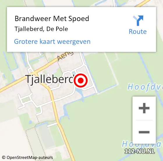 Locatie op kaart van de 112 melding: Brandweer Met Spoed Naar Tjalleberd, De Pole op 7 januari 2016 07:59