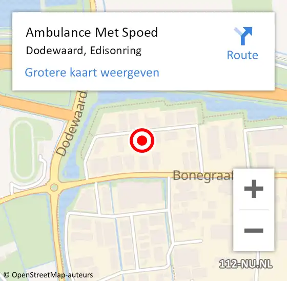 Locatie op kaart van de 112 melding: Ambulance Met Spoed Naar Dodewaard, Edisonring op 7 januari 2016 13:59