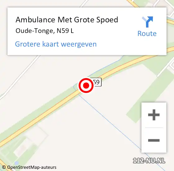 Locatie op kaart van de 112 melding: Ambulance Met Grote Spoed Naar Oude-Tonge, N59 L op 7 januari 2016 20:11