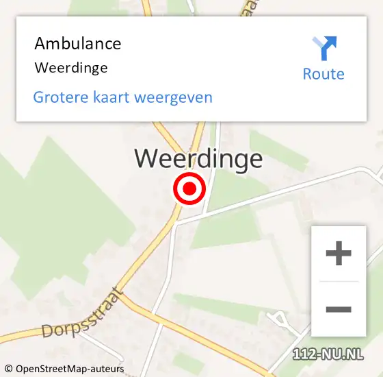 Locatie op kaart van de 112 melding: Ambulance Weerdinge op 14 september 2013 16:38