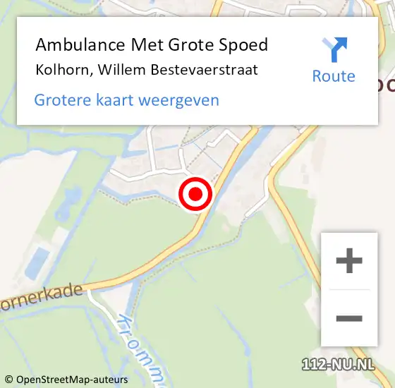 Locatie op kaart van de 112 melding: Ambulance Met Grote Spoed Naar Kolhorn, Willem Bestevaerstraat op 8 januari 2016 07:04