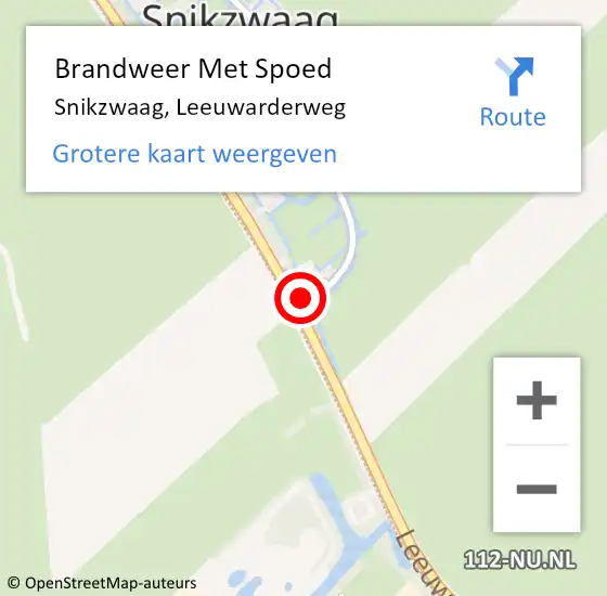 Locatie op kaart van de 112 melding: Brandweer Met Spoed Naar Snikzwaag, Leeuwarderweg op 8 januari 2016 12:30