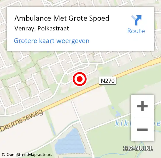 Locatie op kaart van de 112 melding: Ambulance Met Grote Spoed Naar Venray, Polkastraat op 2 december 2013 17:21