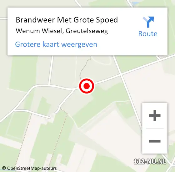 Locatie op kaart van de 112 melding: Brandweer Met Grote Spoed Naar Wenum Wiesel, Greutelseweg op 9 januari 2016 19:45