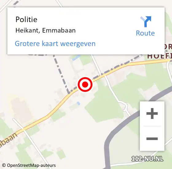 Locatie op kaart van de 112 melding: Politie Heikant, Emmabaan op 10 januari 2016 11:28