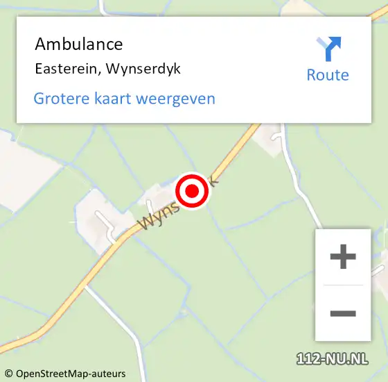 Locatie op kaart van de 112 melding: Ambulance Easterein, Wynserdyk op 11 januari 2016 07:04