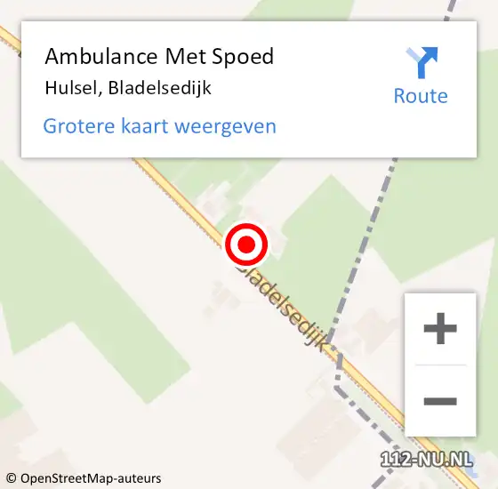 Locatie op kaart van de 112 melding: Ambulance Met Spoed Naar Hulsel, Bladelsedijk op 11 januari 2016 14:22