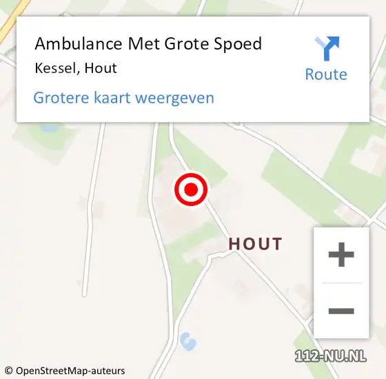 Locatie op kaart van de 112 melding: Ambulance Met Grote Spoed Naar Kessel, Hout op 2 december 2013 22:24