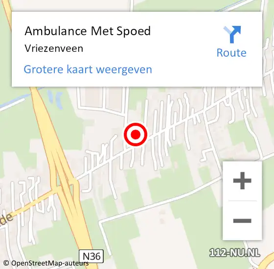 Locatie op kaart van de 112 melding: Ambulance Met Spoed Naar Vriezenveen op 12 januari 2016 18:21