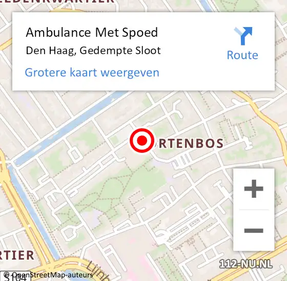 Locatie op kaart van de 112 melding: Ambulance Met Spoed Naar Den Haag, Gedempte Sloot op 13 januari 2016 04:33