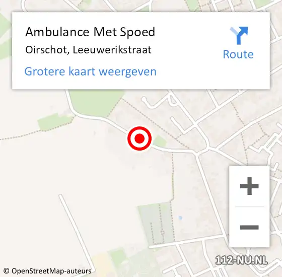 Locatie op kaart van de 112 melding: Ambulance Met Spoed Naar Oirschot, Leeuwerikstraat op 13 januari 2016 08:53