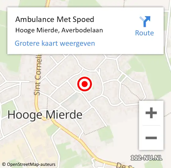 Locatie op kaart van de 112 melding: Ambulance Met Spoed Naar Hooge Mierde, Averbodelaan op 13 januari 2016 18:22