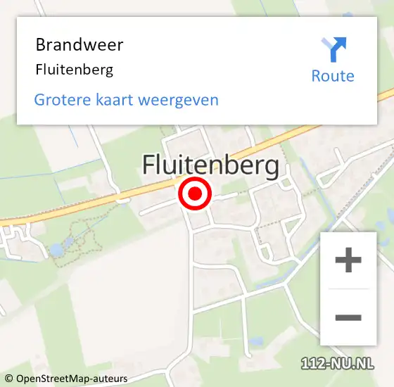 Locatie op kaart van de 112 melding: Brandweer Fluitenberg op 3 december 2013 08:29