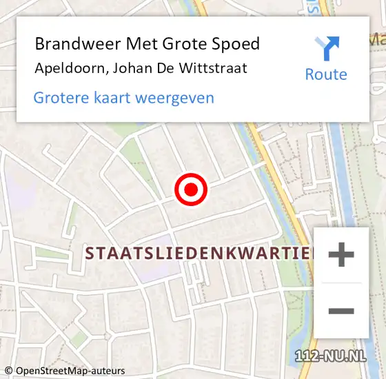 Locatie op kaart van de 112 melding: Brandweer Met Grote Spoed Naar Apeldoorn, Johan De Wittstraat op 14 januari 2016 10:12