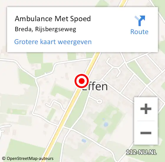 Locatie op kaart van de 112 melding: Ambulance Met Spoed Naar Breda, Rijsbergseweg op 14 januari 2016 13:34