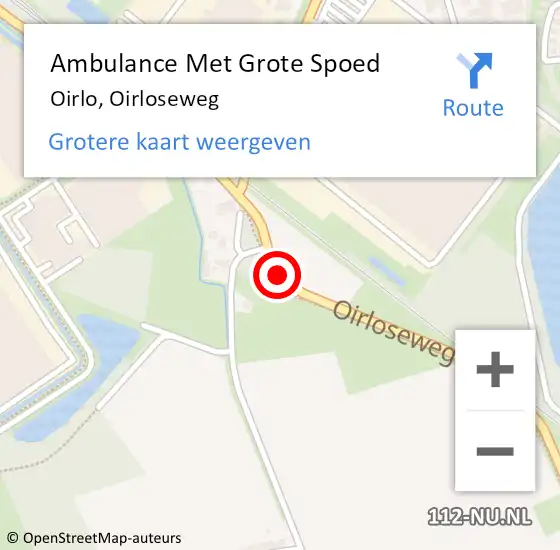 Locatie op kaart van de 112 melding: Ambulance Met Grote Spoed Naar Oirlo, Oirloseweg op 3 december 2013 10:17