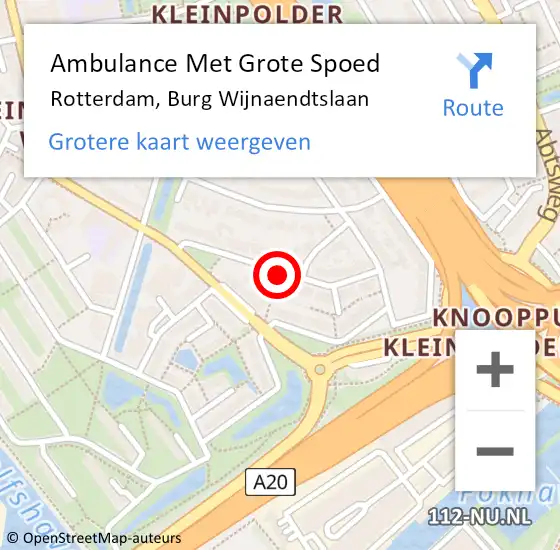 Locatie op kaart van de 112 melding: Ambulance Met Grote Spoed Naar Rotterdam, Burg Wijnaendtslaan op 15 januari 2016 09:19