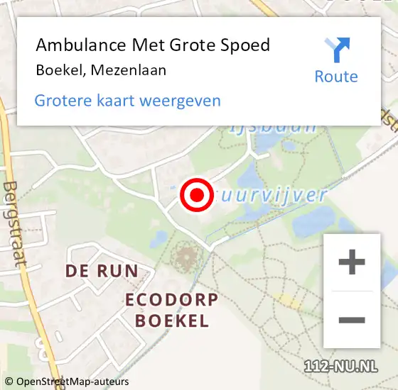 Locatie op kaart van de 112 melding: Ambulance Met Grote Spoed Naar Boekel, Mezenlaan op 15 januari 2016 13:15