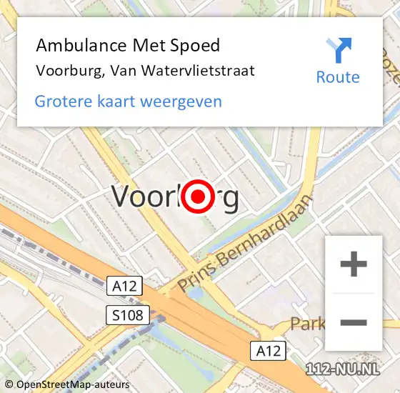 Locatie op kaart van de 112 melding: Ambulance Met Spoed Naar Voorburg, Van Watervlietstraat op 15 januari 2016 15:33