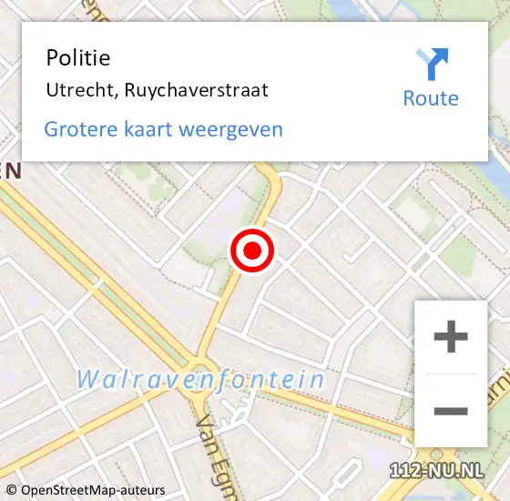 Locatie op kaart van de 112 melding: Politie Utrecht, Ruychaverstraat op 15 januari 2016 18:12