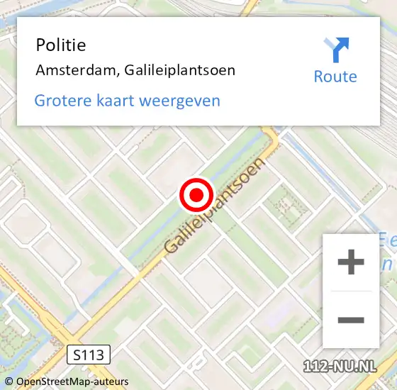Locatie op kaart van de 112 melding: Politie Amsterdam, Galileiplantsoen op 16 januari 2016 07:39