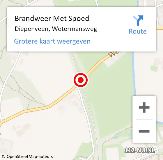 Locatie op kaart van de 112 melding: Brandweer Met Spoed Naar Diepenveen, Wetermansweg op 16 januari 2016 17:51