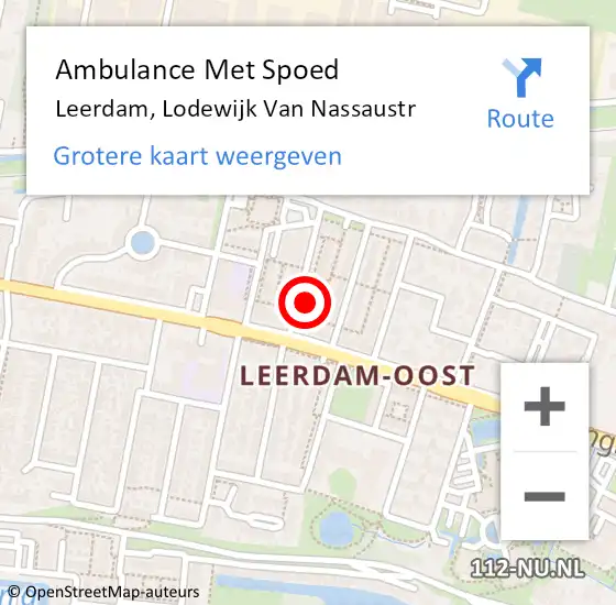 Locatie op kaart van de 112 melding: Ambulance Met Spoed Naar Leerdam, Lodewijk Van Nassaustr op 17 januari 2016 04:58