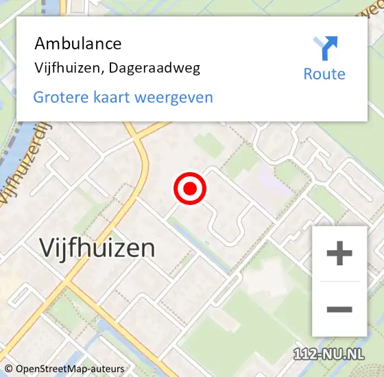Locatie op kaart van de 112 melding: Ambulance Vijfhuizen, Dageraadweg op 17 januari 2016 14:40