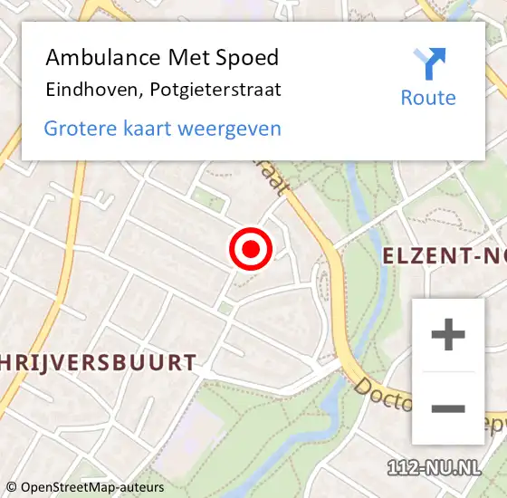 Locatie op kaart van de 112 melding: Ambulance Met Spoed Naar Eindhoven, Potgieterstraat op 18 januari 2016 01:36