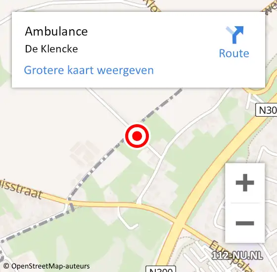 Locatie op kaart van de 112 melding: Ambulance De Klencke op 18 januari 2016 10:47