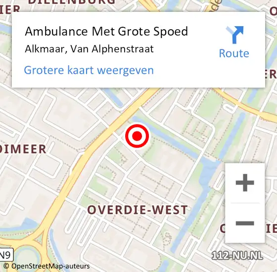 Locatie op kaart van de 112 melding: Ambulance Met Grote Spoed Naar Alkmaar, Van Alphenstraat op 18 januari 2016 16:21