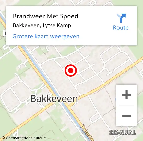 Locatie op kaart van de 112 melding: Brandweer Met Spoed Naar Bakkeveen, Lytse Kamp op 18 januari 2016 16:58